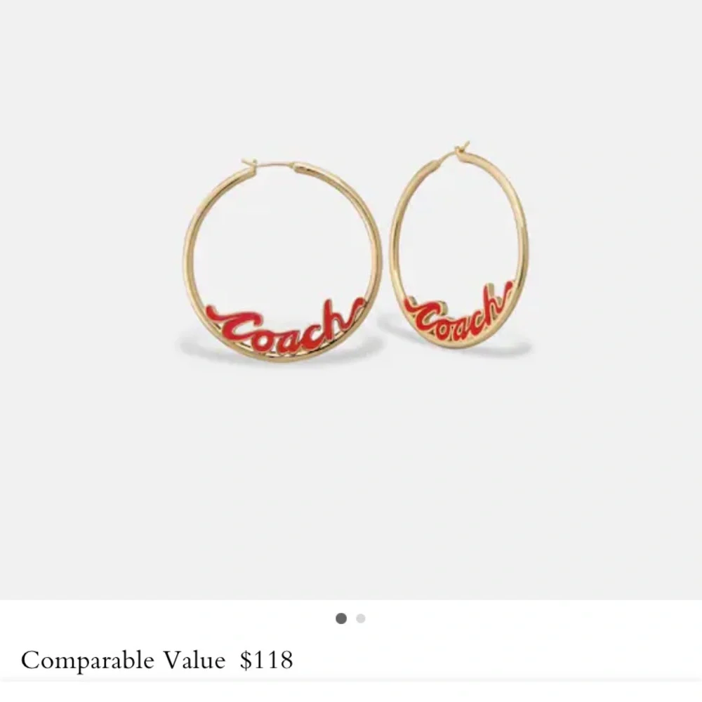 ❤️COACH EARRINGS ❤️ HOOP EARRINGS. RED ENAM NIP retail $118 - Picture 5 of 5
